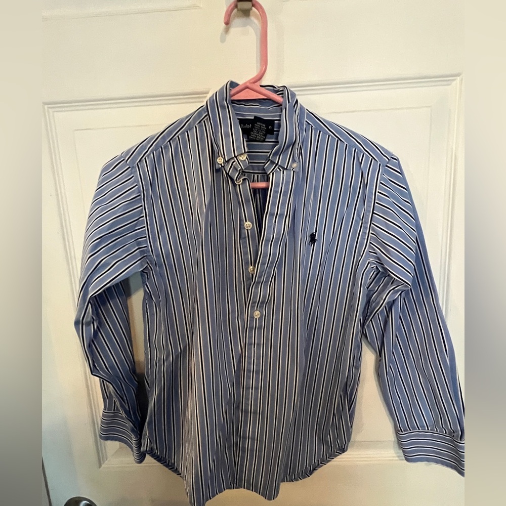 Boy's Ralph Lauren Blue and White Casual Button Down Shirt